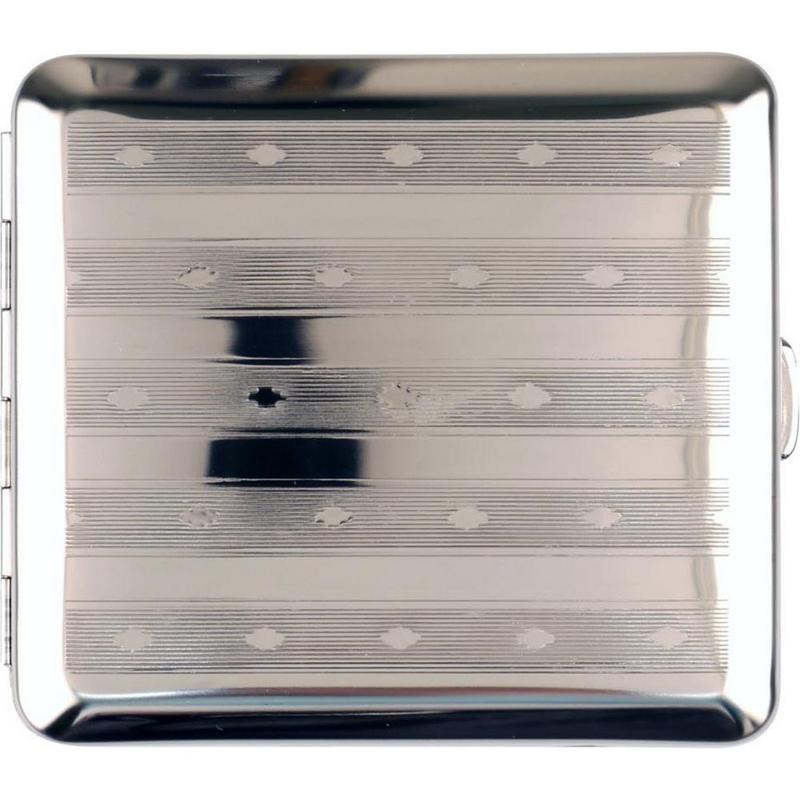 vom Hofe Cigaret Etui - 16 King Size - Stribet Chrome