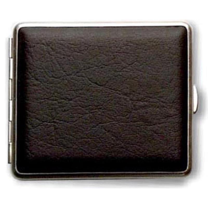 Vom Hofe Cigaret Etui - 18 King Size - Sort Kunstlder m/Slv