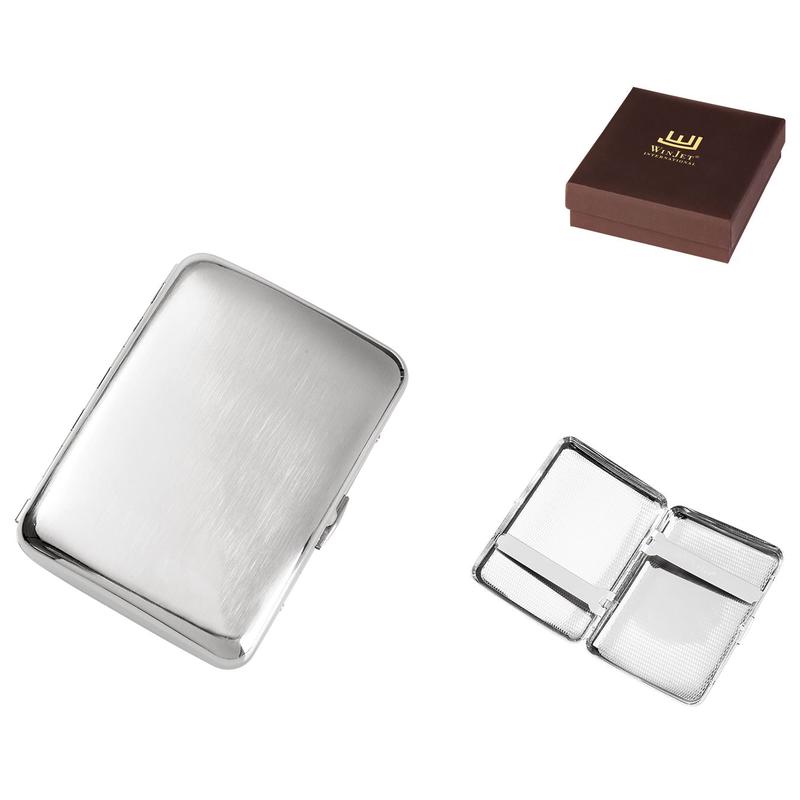 Winjet Cigaret Etui - 16 King Size Cigaretter - Brstet Chrom