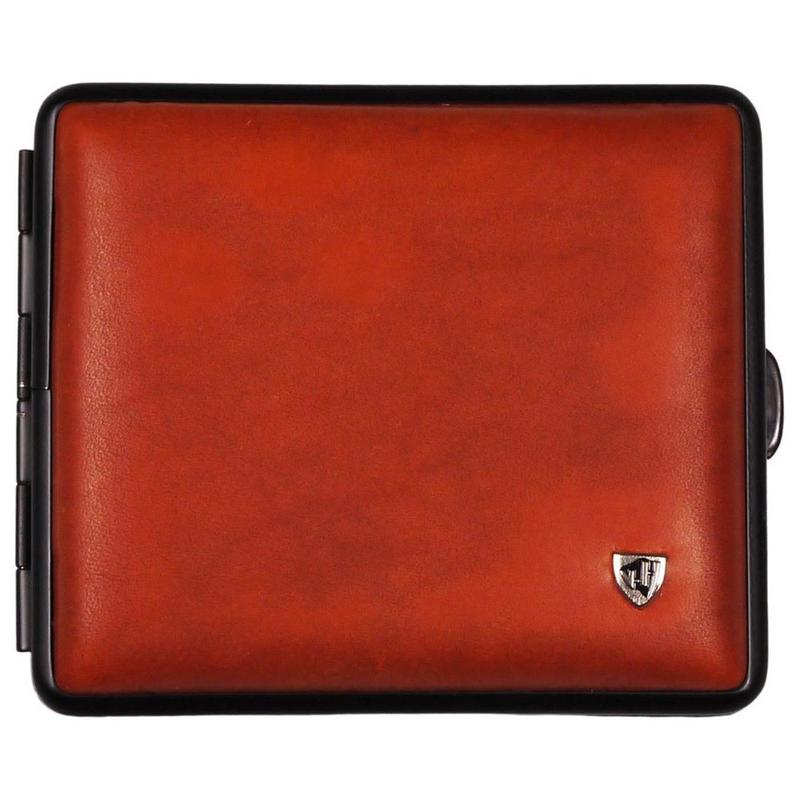 Vom Hofe Cigaret Etui - 18 King Size - Rdbrunt Lder