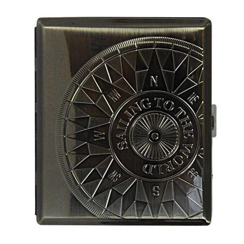 Cigaret Etui - 16 King Size - Antik Chrom Compass