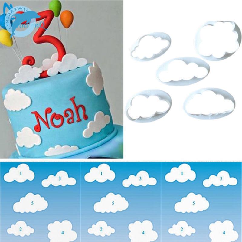 10 Pack Cloud Shape Fondant Cake Mold - Decorating Cutter Set for Baking & Cake Design