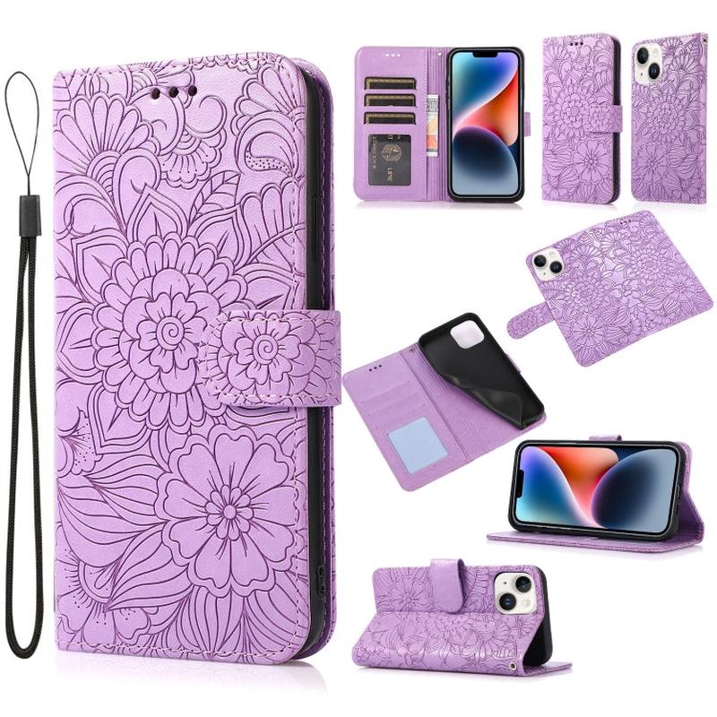 Embossed Sunflower Leather Case for iPhone 13 Series
