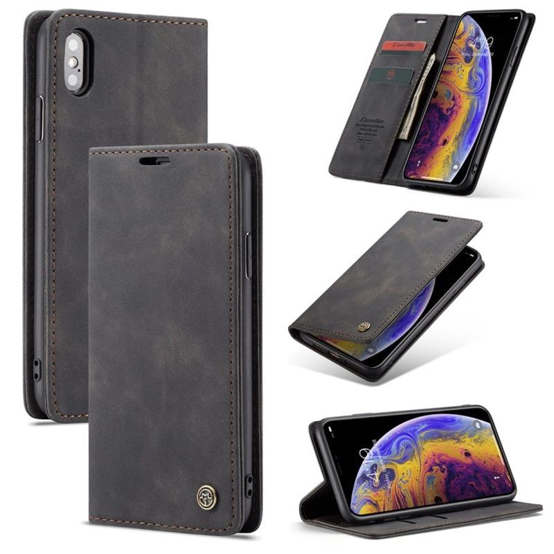 CaseMe Retro Leather Wallet Case for iPhone X / XS  Card Slots & Stand