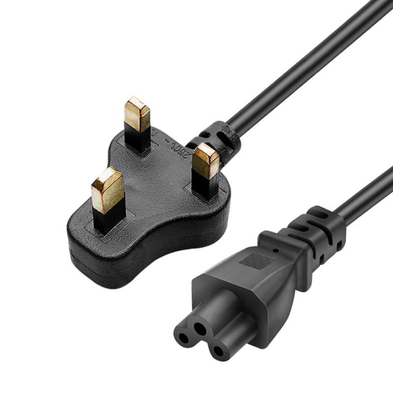 1.5m UK Power Cord for Laptops - 3 Prong Small Cloverleaf Cable for Notebook Chargers