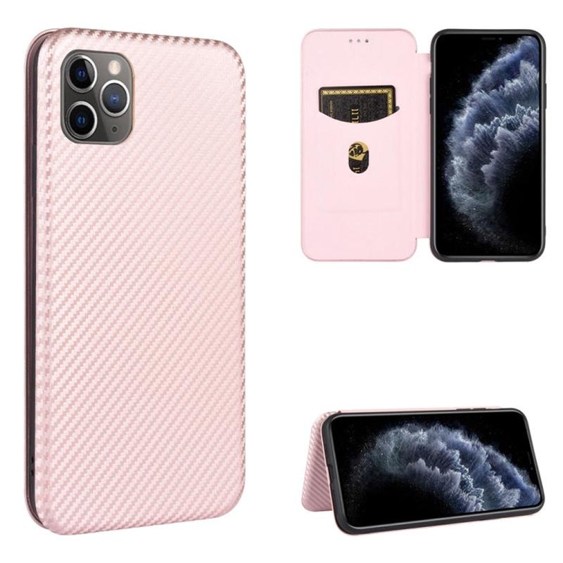 Carbon Fiber Magnetic Flip Leather Case with Card Slot - iPhone 6/6s/11 Pro/Max