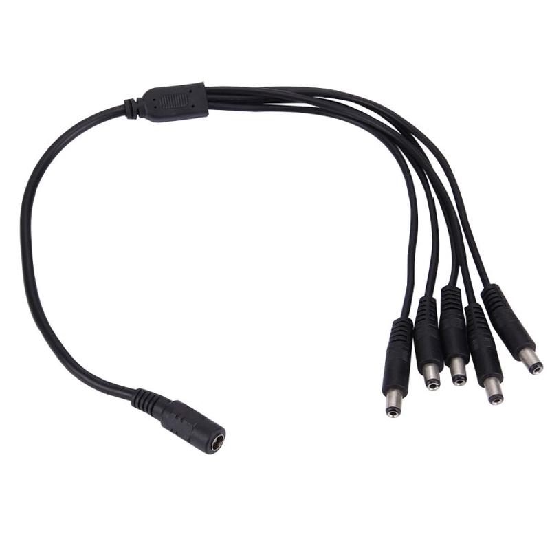 DC Power Splitter Cable 1 Female to 5 Male 5.5x2.1mm for CCTV Security Cameras