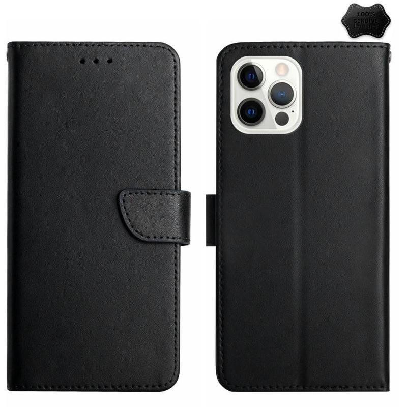 Genuine Leather Flip Case for iPhone 16/15 Series | Fingerprint-Proof