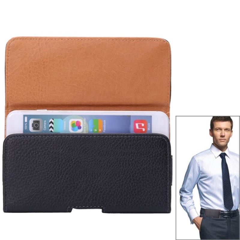 Horizontal Belt Clip Phone Pouch | Litchi Texture PU Leather Waist Bag for Large Smartphones