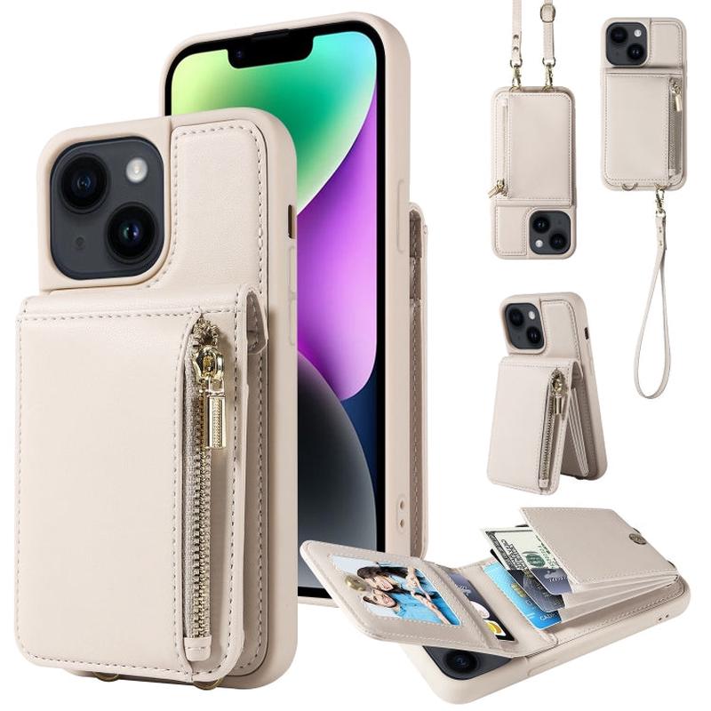 Crossbody Lanyard Zipper Wallet Leather Phone Case