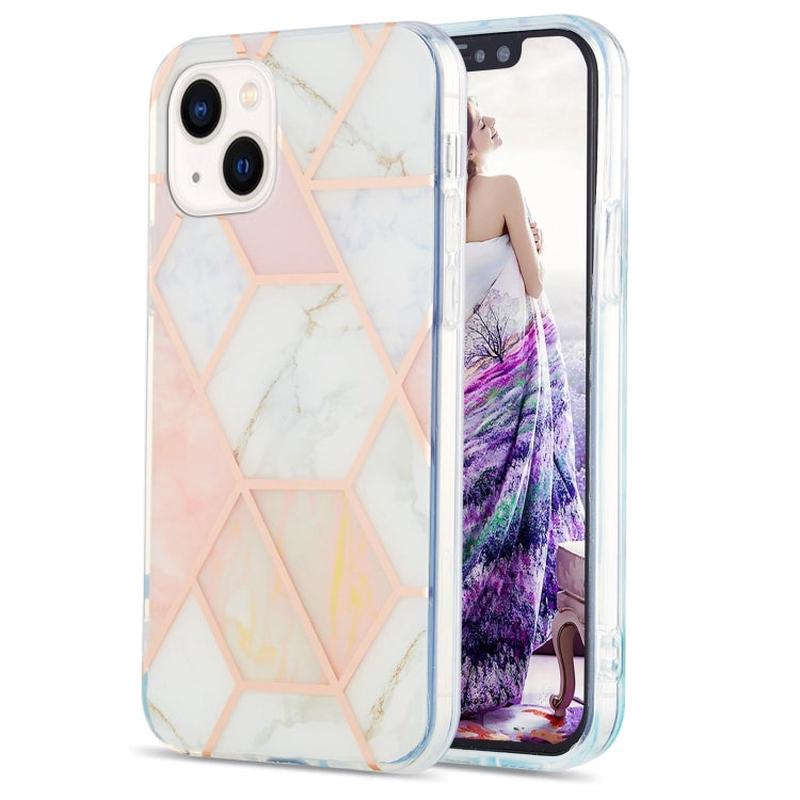 Marble Flower iPhone 14 Case  Electroplated TPU Shockproof Protection