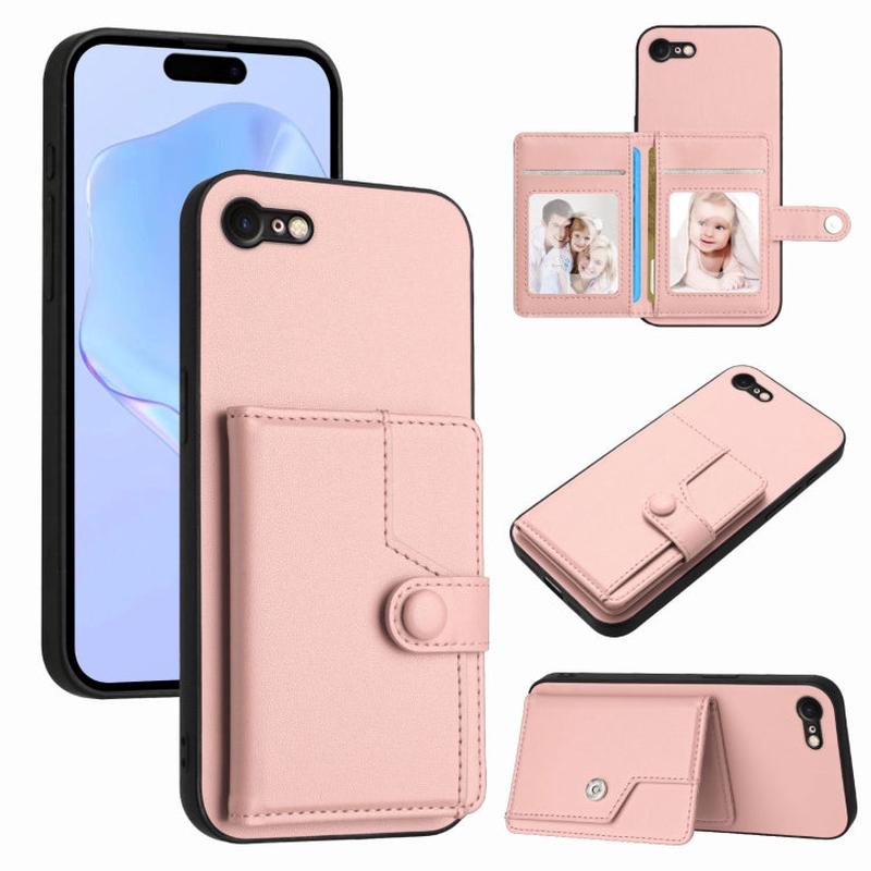 RFID Anti-Theft iPhone 13 Case with Card Holder & Button Closure