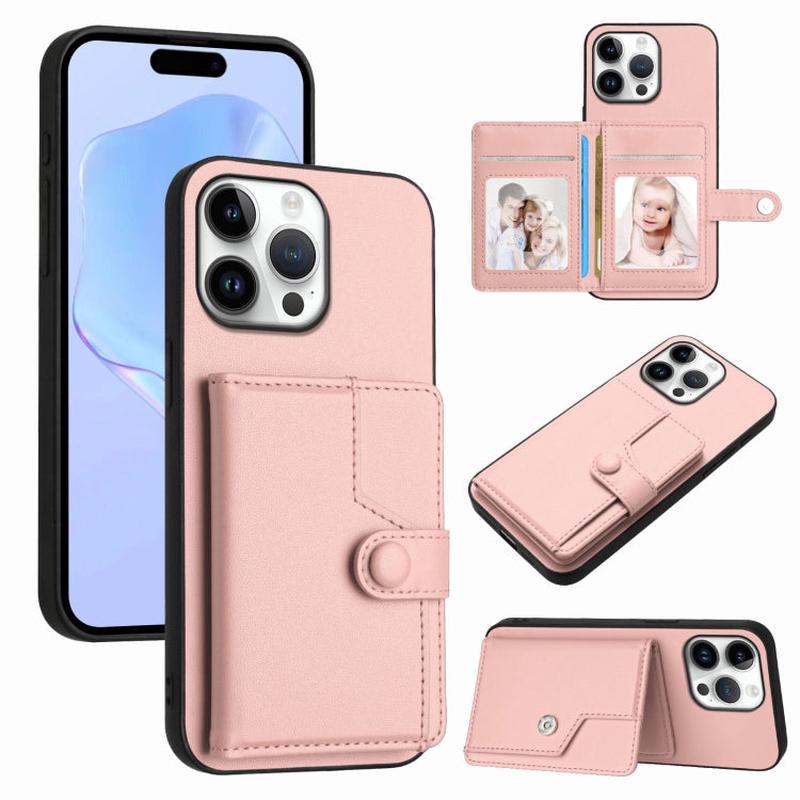 RFID Anti-Theft Phone Case with Card Holder & Button Closure