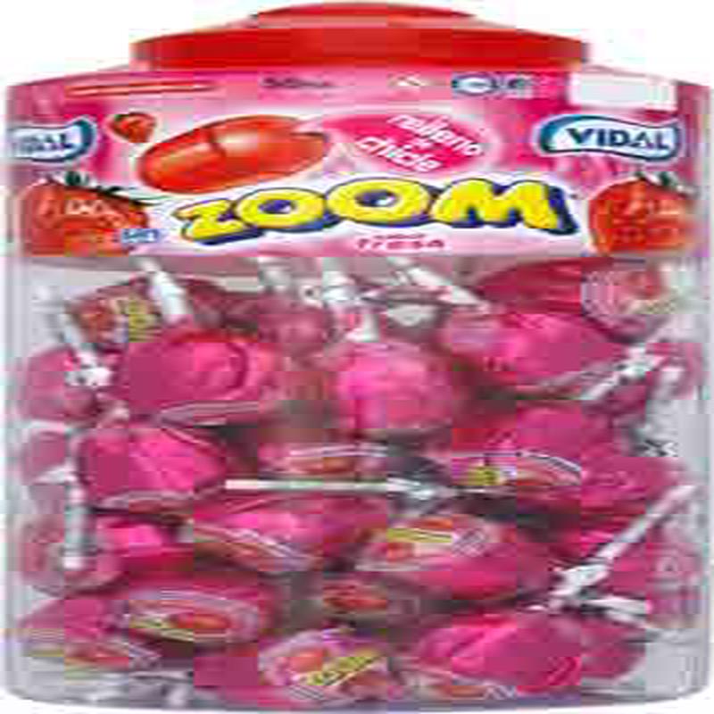 Zoom Pop Strawberry Bubblegum Lolly - 50 Pack | British Sweets | Party Bag Lollipops
