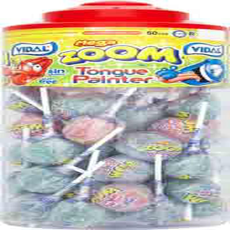Zoom Tongue Painter Lolly - 50 Pack | Colour Changing Novelty Sweets | Party Bag Lollipops