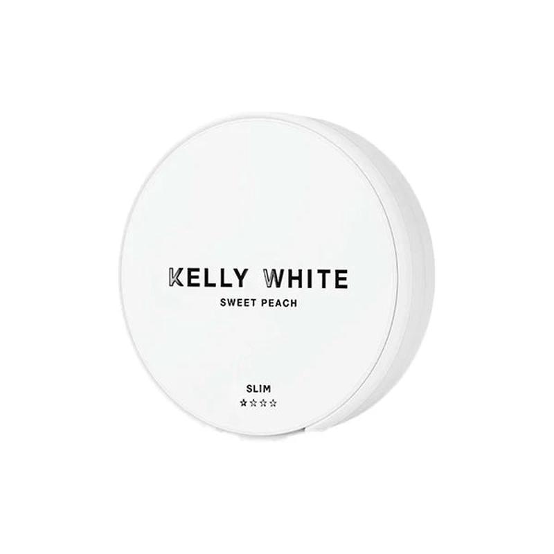 Short Dated :: 8mg Kelly White Slim Medium Sweet Peach Nicotine Pouches - 20 Pouches
