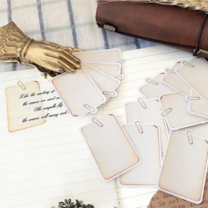 10 Pcs Yellow Memo Pad Vintage Stickers Junk Journal Ephemera Tag DIY Album Collage Aesthetic Stickers Scrapbooking Material