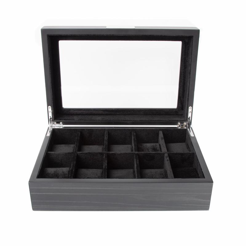 Matte Black 10-Slot Watch Box